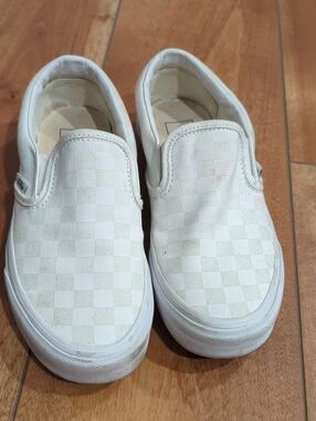 Vans White Checkered Slip On Sneakers